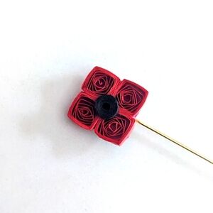 Red  Paper Flower Lapel Pin / Red Flower Lapel Pin/ Stocking Stuffer
